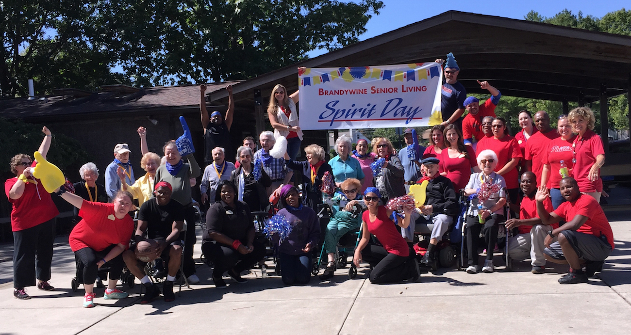 Participants in the Haverford vs Dresher Spirit Week during the 2015 National Assisted Living Week.