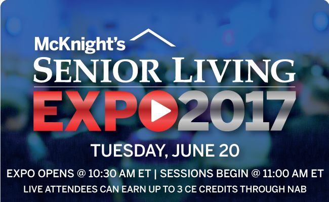 Earn three CE credits from your desk at McKnight’s Senior Living’s Expo 2017