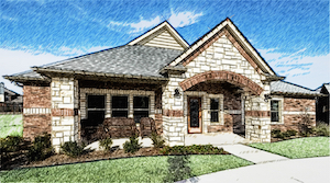 An exterior rendering of Mustang Creek Estates of Burleson (courtesy of Creative Architects).