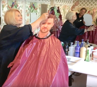 A cardboard Justin Timberlake makes a guest appearance in Brandywine Living at Pennington's video.