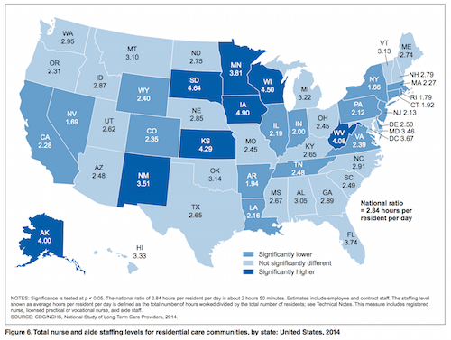 Report details states where nurse, aide staffing levels are highest, lowest