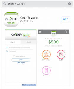 The OnShift Wallet app may be downloaded via iTunes or Google Play.