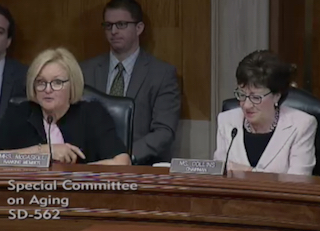 Sens. Claire McCaskill and Susan Collins lead a Sept. 7 Senate Special Committee on Aging hearing.