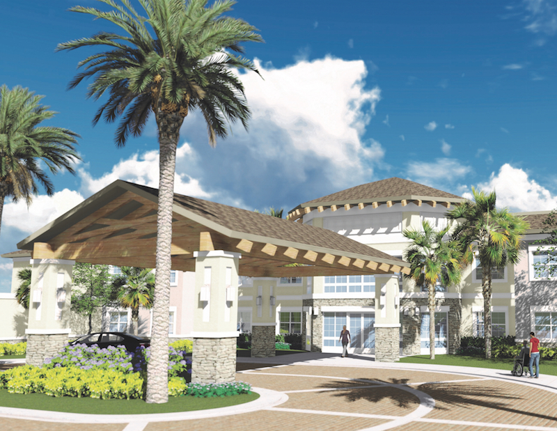 An artist's rendering depicts the planned exterior of YourLife Coconut Creek.