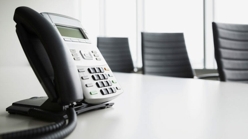 Office phone, conference table