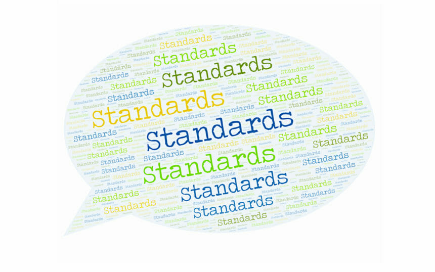 a word cloud in which the word standards is repeated