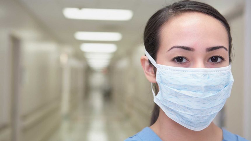closeup of nurse in a corridor
