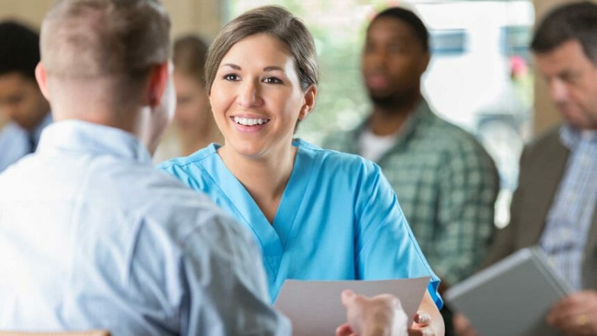 healthcare worker interviewing for a job
