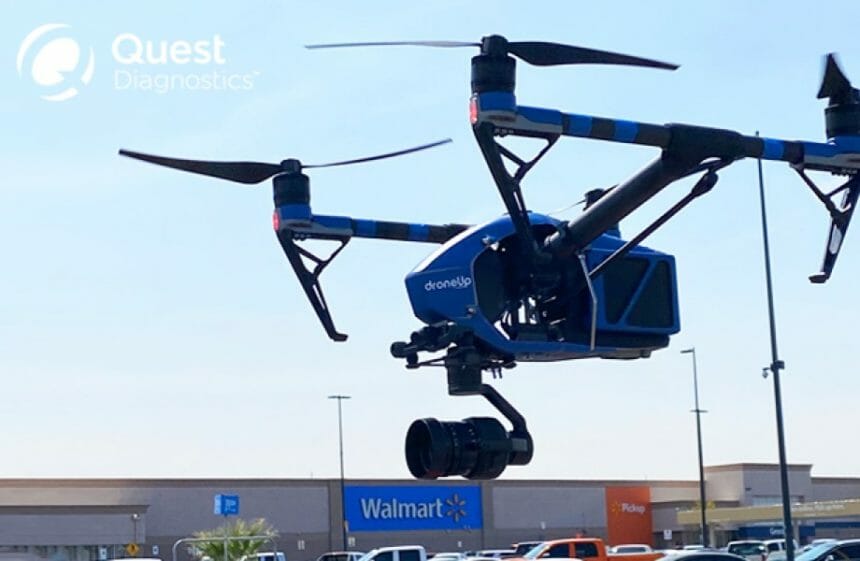 drone in front of Walmart