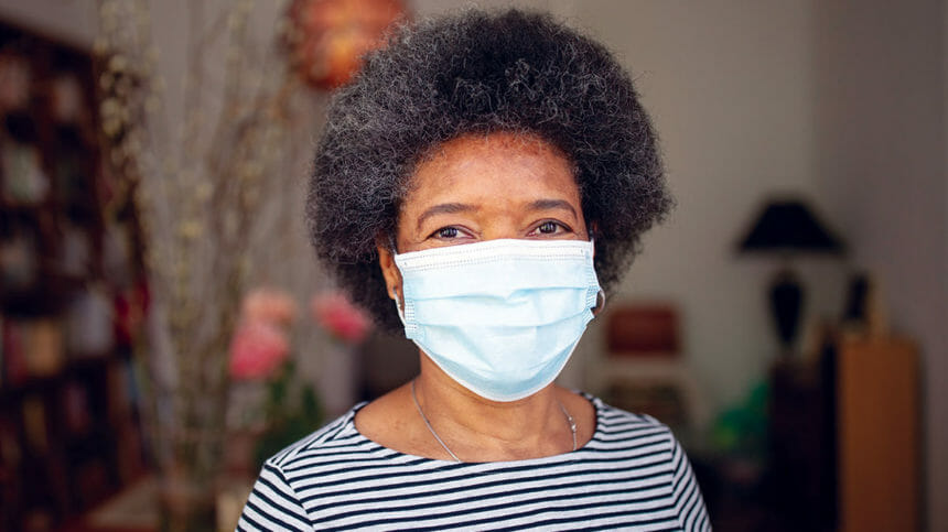 Black woman wearing face mask