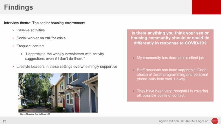 GSA AgeLab study slide on senior housing