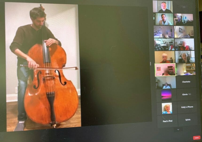 Musician performing for virtual audience
