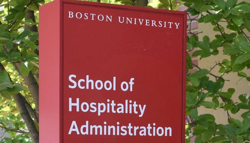 Boston University Hospitality Management school sign