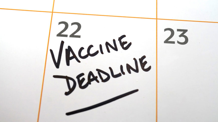 Vaccine deadline noted on a calendar
