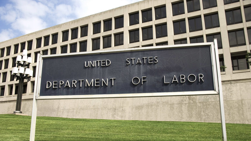 Department of Labor sign in front of building