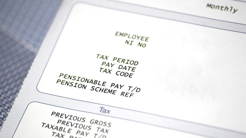 closeup of a payroll tax withdrawal