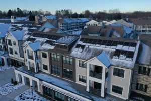 solar panels on the roof of a senior living community