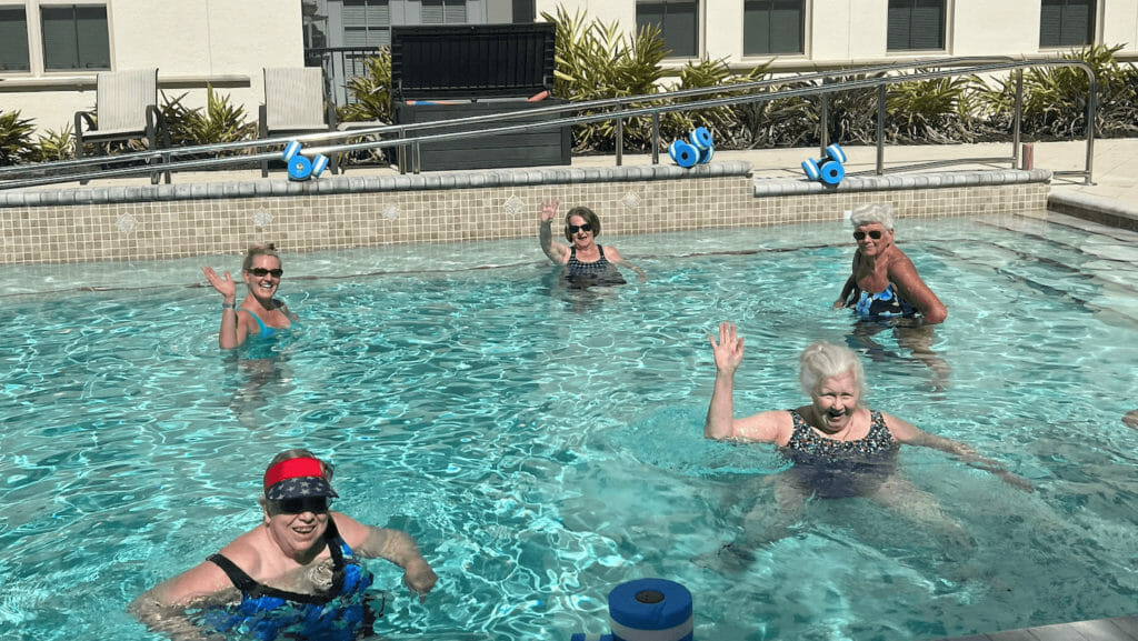 women in a pool