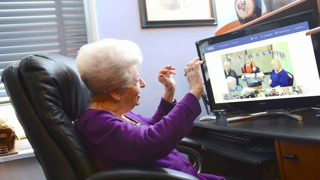 woman in front of computer screen