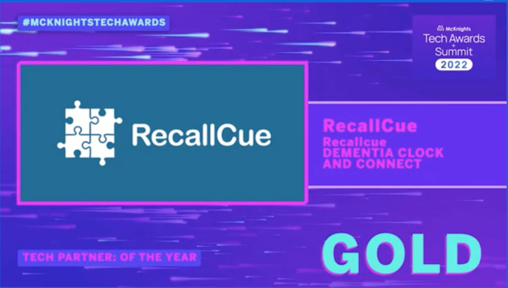 RecallCue wins Gold for dementia clock