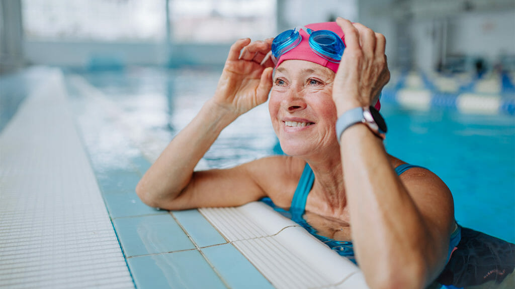 older woman in swimming pool