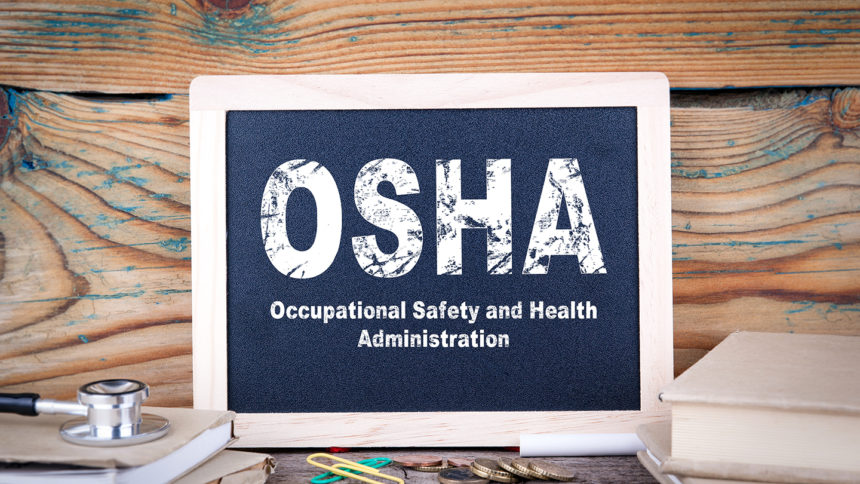 osha, Occupational Safety and Health Administration. Chalkboard on a wooden background