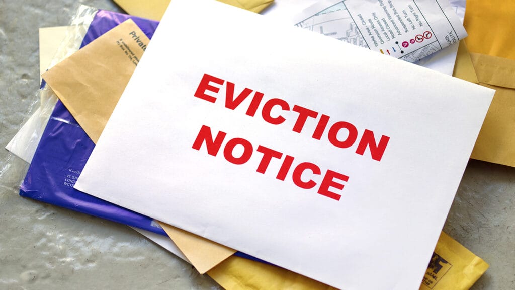 Eviction notice in the post