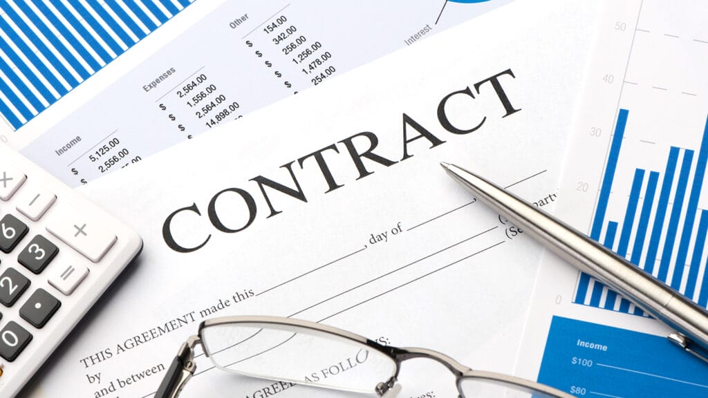 Close-up image of contract form on a desk