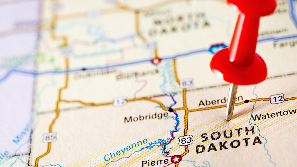 USA states on map: South Dakota