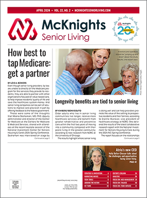 Cover of April print issue of McKnight's Senior Living