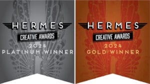 logos for Platinum and Gold 2024 Hermes Creative Awards